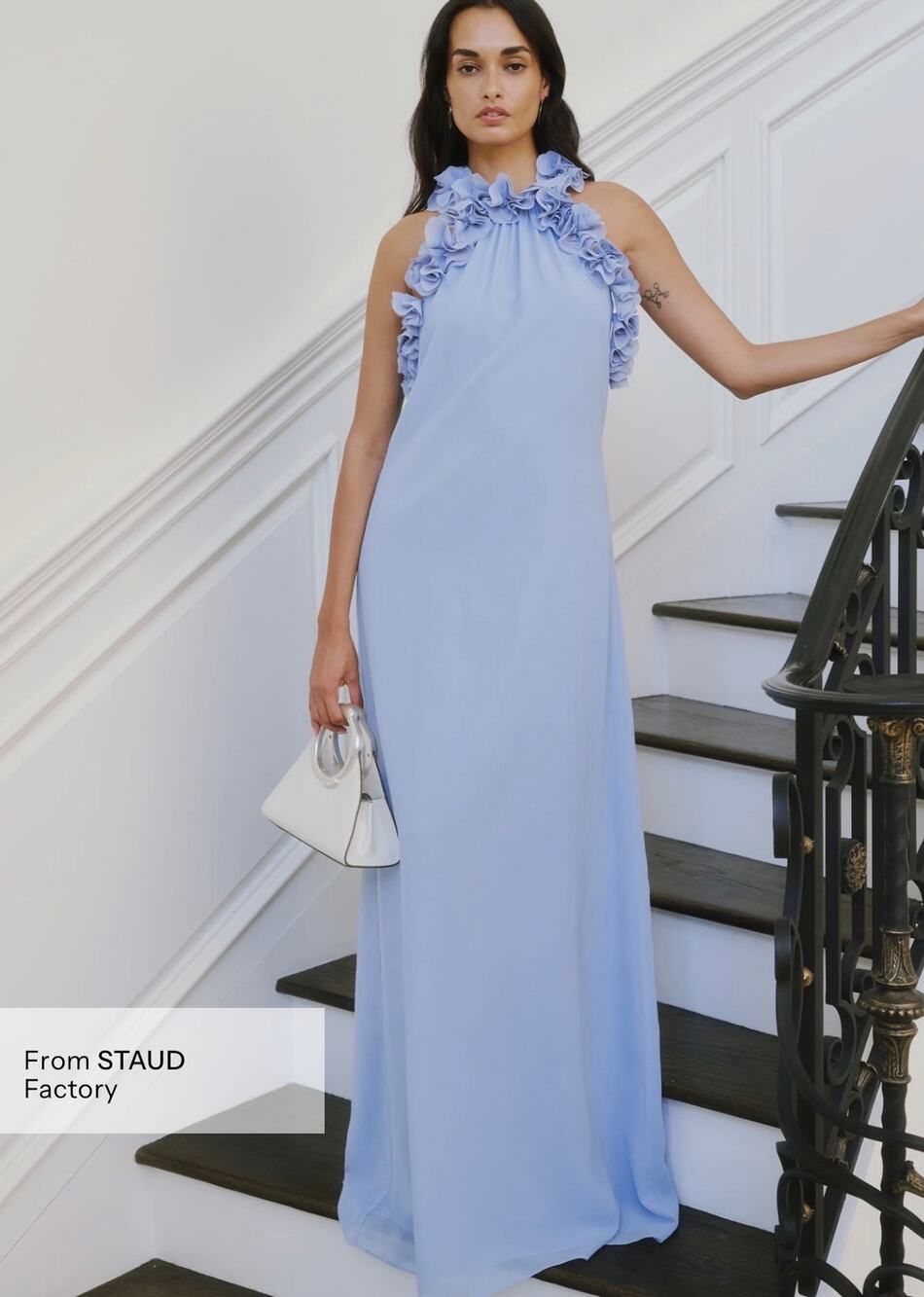 New o.p.t few moda Marie dress dusty blue $495 sz XS